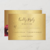 Elegant  Magenta Rose Floral Gold Bat Mitzvah RSVP Karte (Vorne/Hinten)