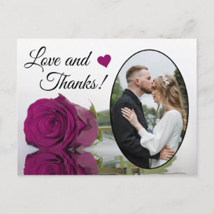 Elegant Magenta Rose Posh Wedding Liebe & Danke Postkarte