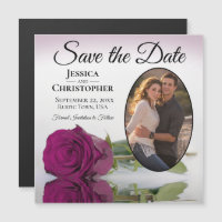 Elegant Magenta Rose Wedding Save the Date Foto