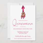 Elegant Magenta Sparkle High Heels Quinceañera Einladung (Vorderseite)