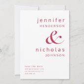 Elegant Magenta Typografy Wedding Save The Date (Vorderseite)