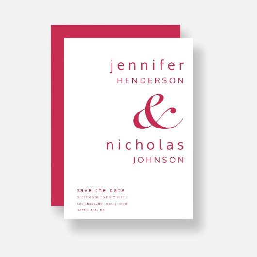 Elegant Magenta Typografy Wedding Save The Date