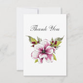 Elegant Magenta White Florals Green Botanicals Dankeskarte (Vorderseite)
