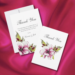 Elegant Magenta White Florals Green Botanicals Dankeskarte