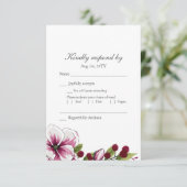Elegant Magenta White Florals Green Botanicals RSVP Karte (Stehend Vorderseite)