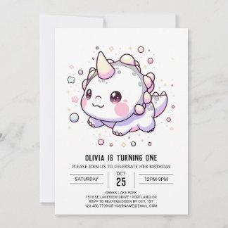 Elegant Magical Dinosaur 1. Geburtstag Einladung