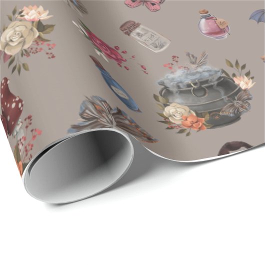 Elegant Magickal Witch Wrapping Paper Geschenkpapier (Rolleneckpunkt)