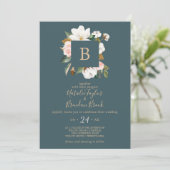 Elegant Magnolia | Aquamarin und weiß auf einer Ho Einladung (Stehend Vorderseite)