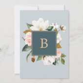 Elegant Magnolia | Aquamarin und weiß die Hochzeit Einladung (Rückseite)