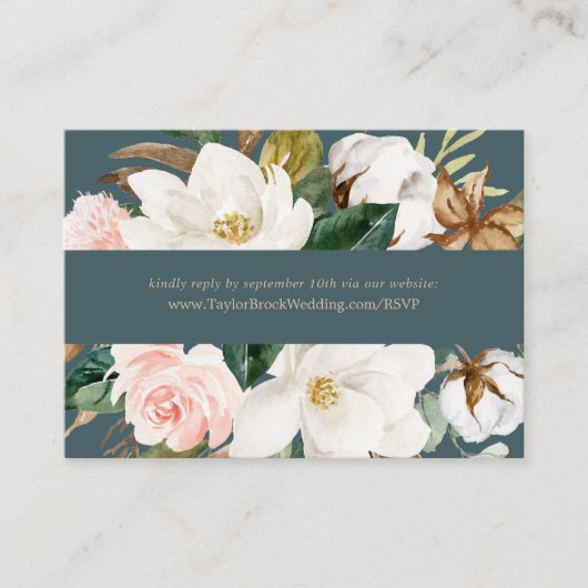 Elegant Magnolia | Aquamarine Hochzeiten Website-U Begleitkarte (Vorderseite)