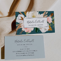 Elegant Magnolia | Aquamarine und weiße Visitenkar