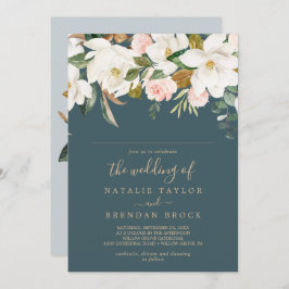 Elegant Magnolia | Aquamariner Gast Name Wedding Einladung