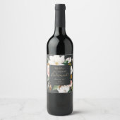 Elegant Magnolia | Black Bridesmaid Vorschlag Weinetikett (Vorderseite)