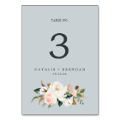 Elegant Magnolia | Blaugraue Tischnummer (Rückseite)