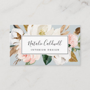 Elegant Magnolia Blue Gray Business Card Visitenkarte