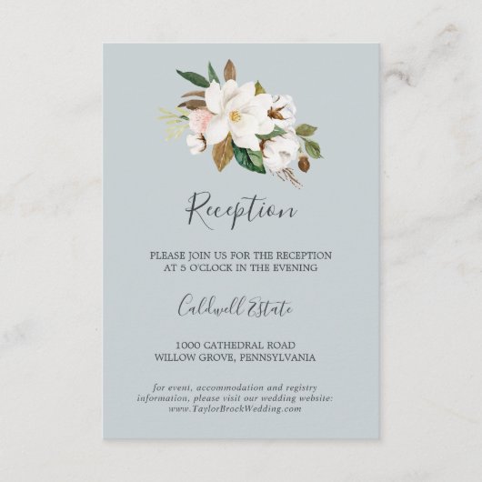 Elegant Magnolia | Blue Grey Empfang Insert Card (Vorderseite)