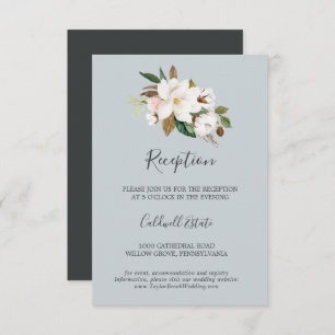 Elegant Magnolia Blue Grey Empfang Insert Card