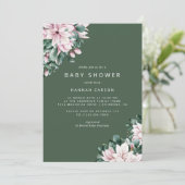 Elegant Magnolia | Einfache Forest Green Baby Dusc Einladung (Stehend Vorderseite)