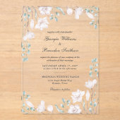 Elegant Magnolia Eucalyptus Floral Wedding Acryleinladungen (Vorderseite)