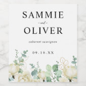 Elegant Magnolia Eucalyptus Personalisiert Wedding Weinetikett (Einzelnes Label)