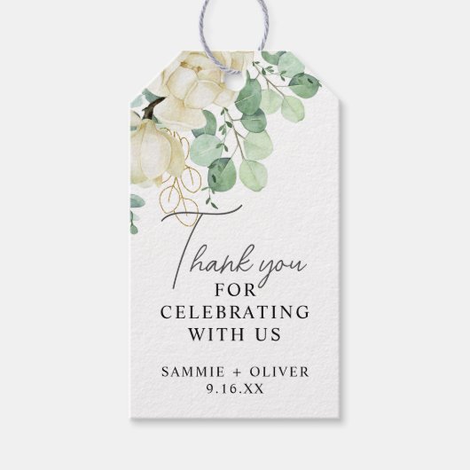 Elegant Magnolia Eucalyptus Vielen Dank für Ihre H Geschenkanhänger (Vorderseite)