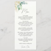 Elegant Magnolia Eucalyptus Wedding Menükarte (Vorderseite)