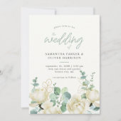 Elegant Magnolia Eukalyptus Wedding Details und Einladung (Vorderseite)