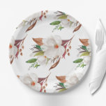 Elegant Magnolia Floral Bridal Shower Pappteller<br><div class="desc">Elegant Magnolia Floral Bridal Shower Paper Plates</div>