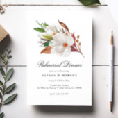 Elegant Magnolia Floral Rehearsal Dinner Einladung