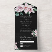 Elegant Magnolia Florals Moderne Script Wedding All In One Einladung (Innen Boden)