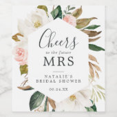 Elegant Magnolia Future Mrs. Brautparty Weinetikett (Einzelnes Label)