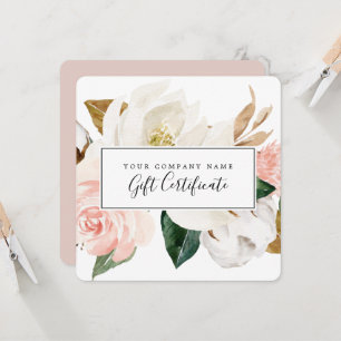 Elegant Magnolia   Geschenkgutschein "Weiß & Blush Einladung