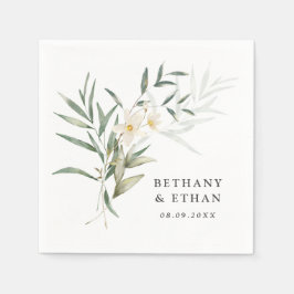 Elegant Magnolia Greenerity Wedding Napkins Serviette