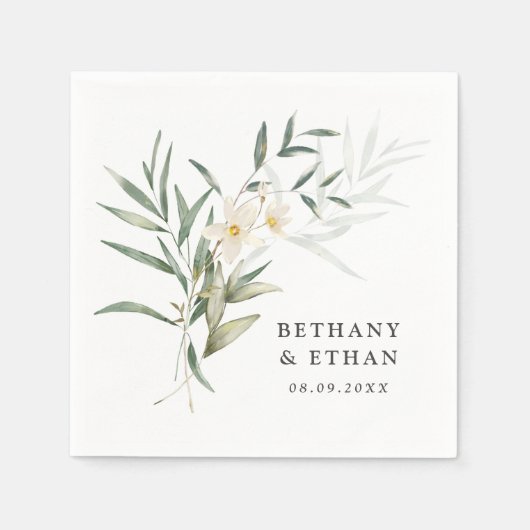 Elegant Magnolia Greenerity Wedding Napkins Serviette (Vorderseite)