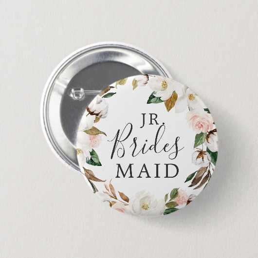 Elegant Magnolia Jr. Bridesmaid Brautparty Button (Vorne & Hinten)