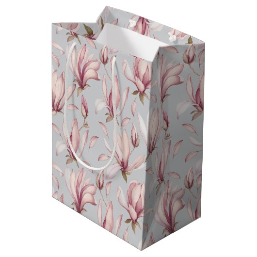 Elegant Magnolia Mittlere Geschenktüte (Rückseite Schrägansicht)