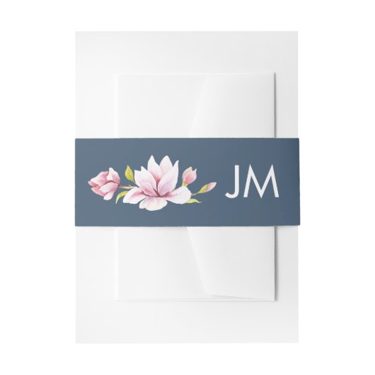 Elegant Magnolia Monogram Floral Wedding Einladungsbanderole (Vorderseite Beispiel)
