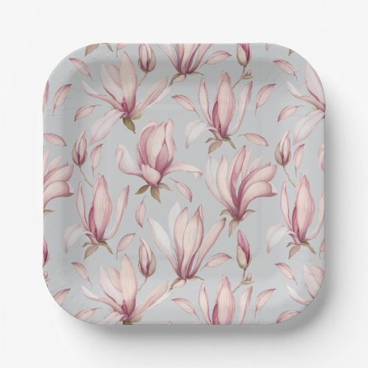 Elegant Magnolia Pappteller (Vorderseite)