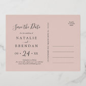 Elegant Magnolia | Rose Gold Foil Save the Date Folie Einladungspostkarte (Rückseite)