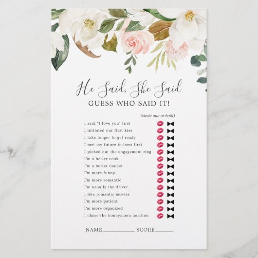 Elegant Magnolia sagte er, sie sagte, Spiel Flyer (Vorne)