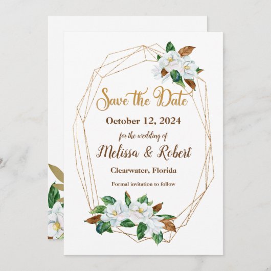 Elegant Magnolia Save the Date (Vorne/Hinten)