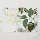 Elegant Magnolia Save the Date Folieneinladung (Vorderseite)