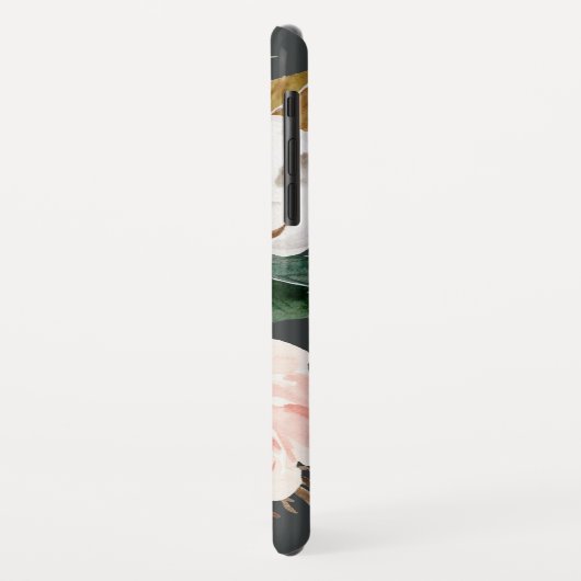 Elegant Magnolia | Schwarz/Weiß-Personalisierte Be Case-Mate iPhone Hülle (Hinten/Links)