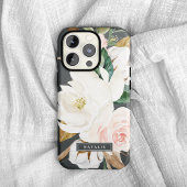 Elegant Magnolia | Schwarz/Weiß-Personalisierte Be Case-Mate iPhone Hülle