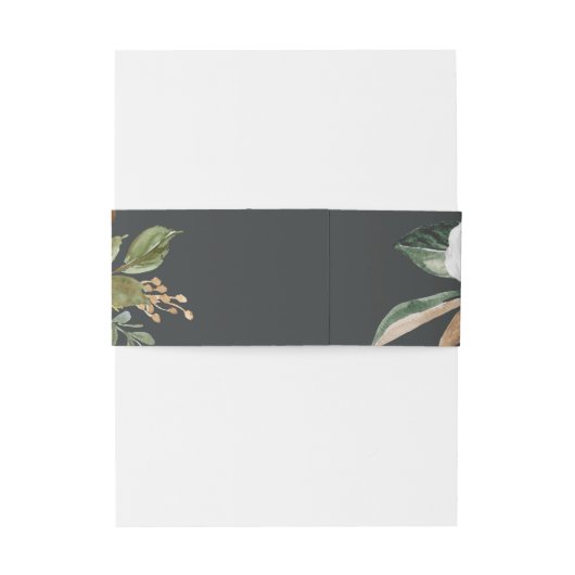 Elegant Magnolia | Schwarze Hochzeit Einladungsbanderole (Rückseitenbeispiel)