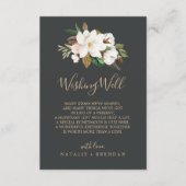 Elegant Magnolia | Schwarze Hochzeitswischgutkarte Begleitkarte (Vorderseite)