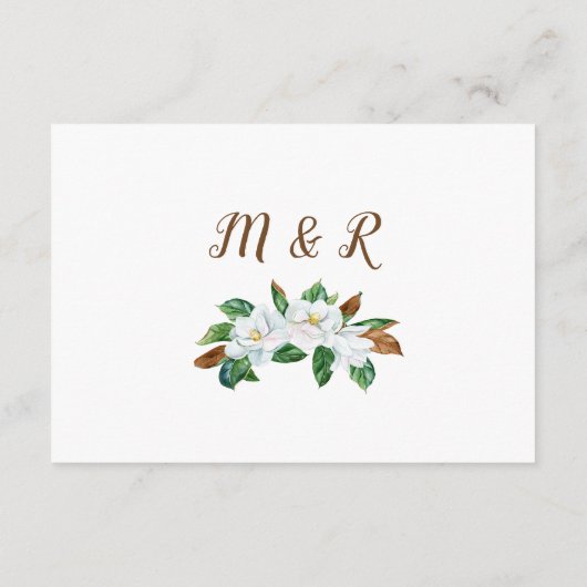 Elegant Magnolia Wedding RSVP Card Begleitkarte (Rückseite)