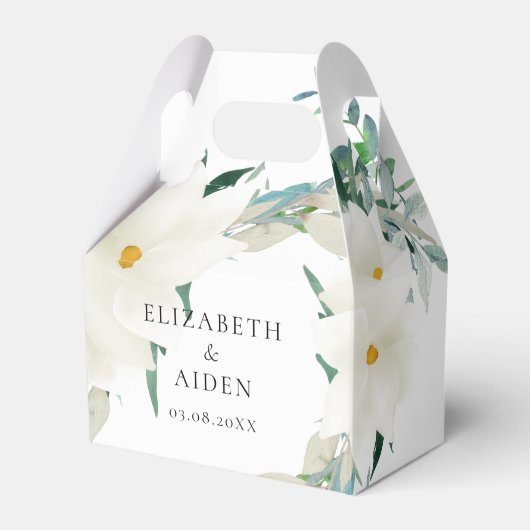 Elegant Magnolia Wedding White Geschenkschachtel (Vorderseite)