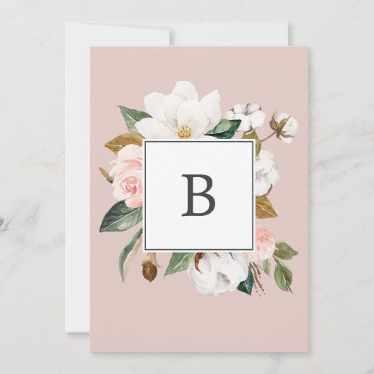 Elegant Magnolia | Weiß und blau die Hochzeit von Einladung (Rückseite)