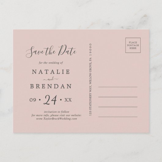 Elegant Magnolia | Weiße Save the Date Postkarte (Rückseite)